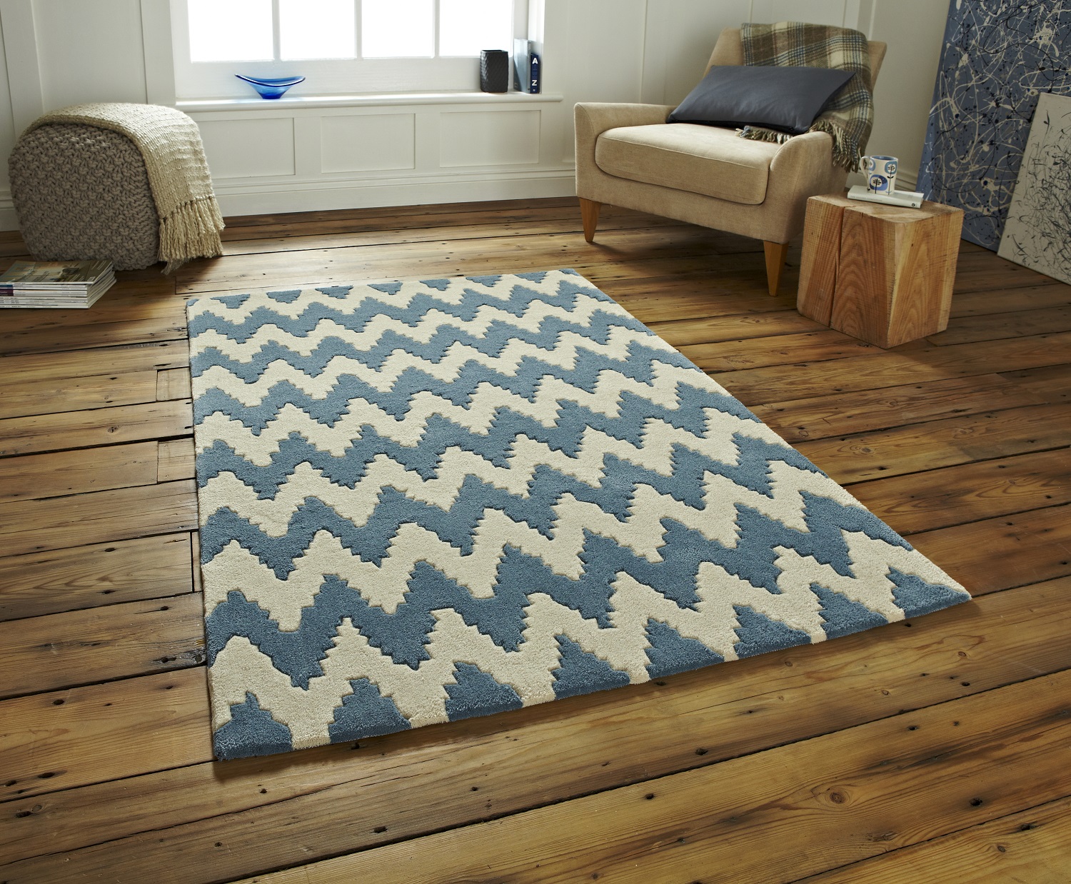 Modern Zig Zag Floor Rug 100 Premium Acrylic Hand Tufted Stylish